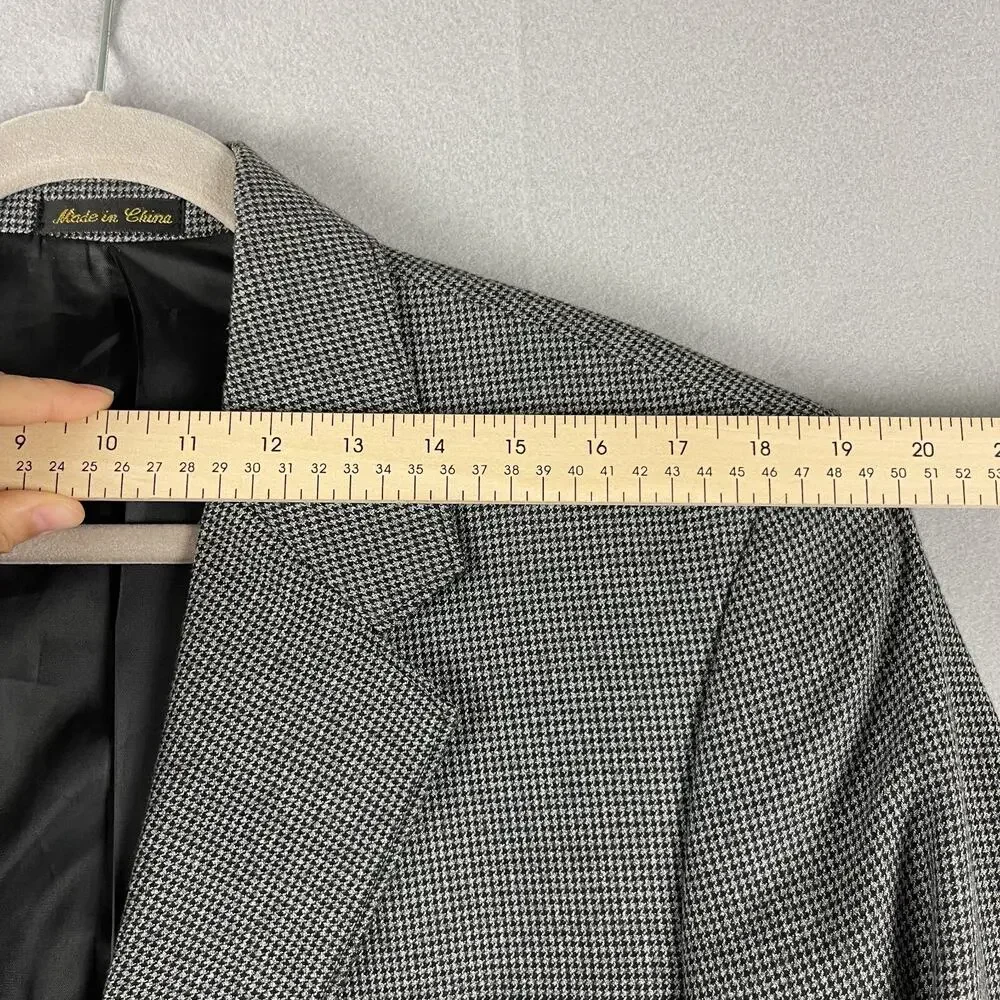 Circle S Houndstooth Western Blazer Sport Coat Mens 44R Gray Elbow Patch‎ Cowboy